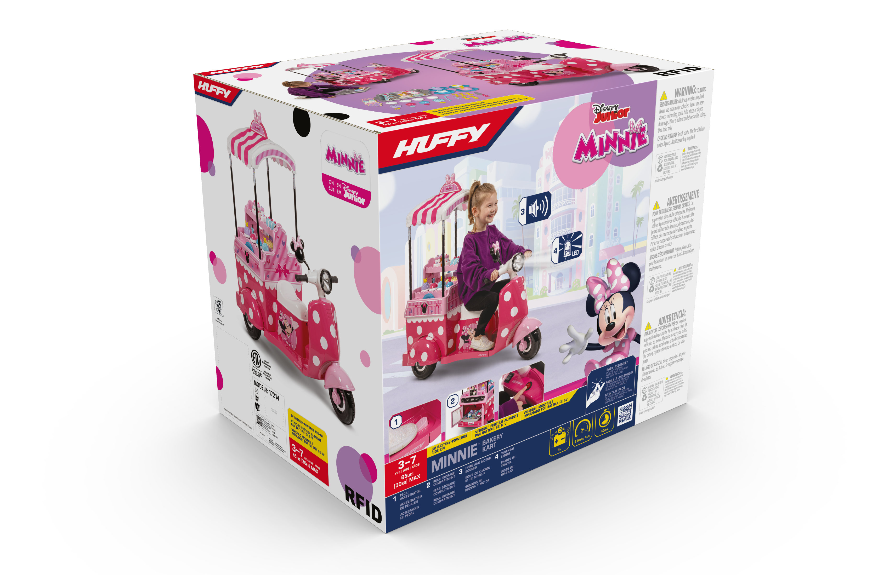 Disney Minnie Bakery Cart 7.2-volt Battery Ride-On Toy for Girls, Pink