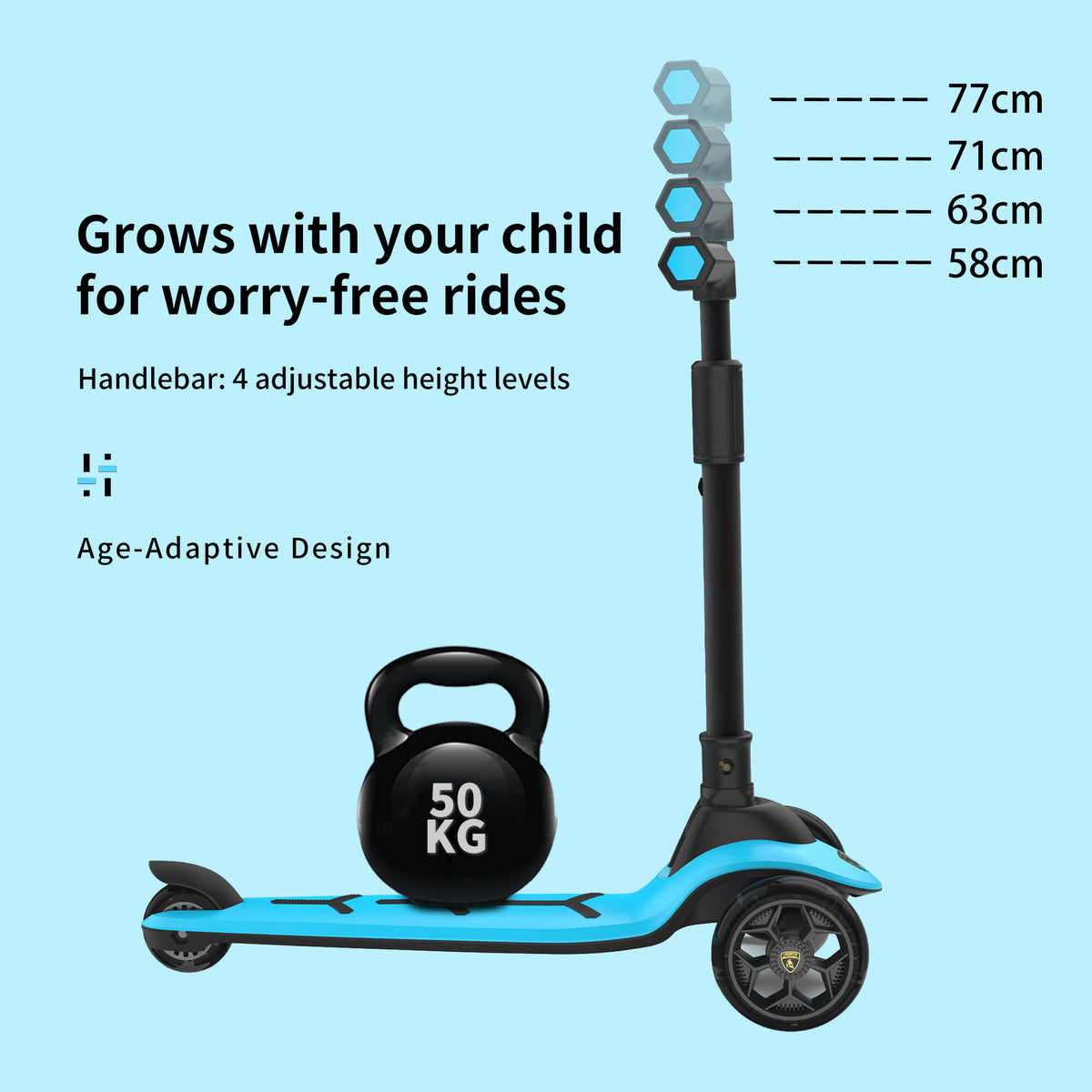 Lamborghini 3 wheel kids scooter - Blue - image 2