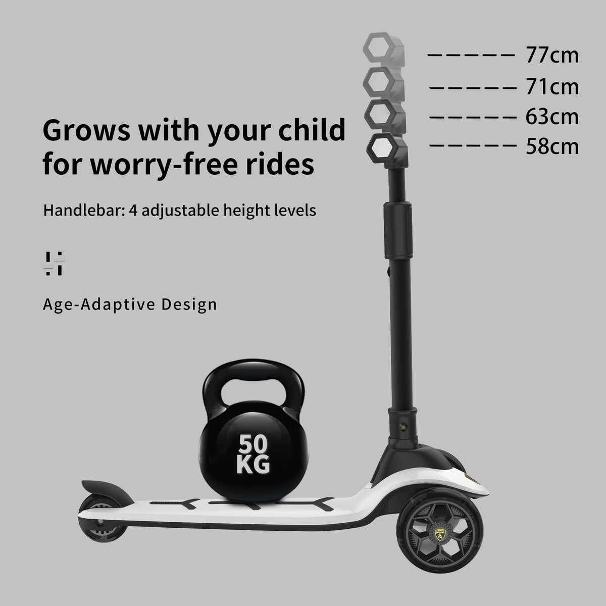Lamborghini 3 wheel kids scooter - Grey - image 2