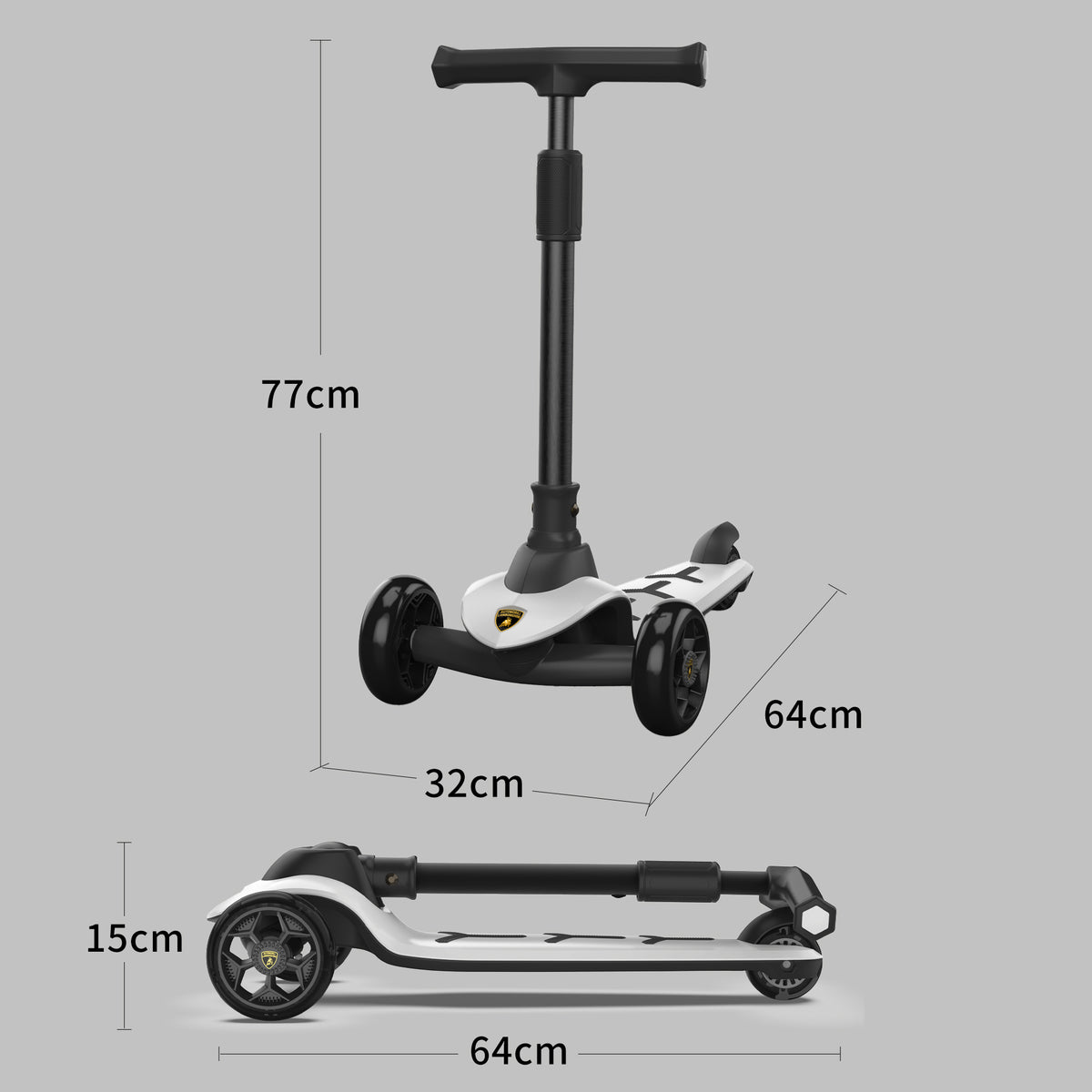 Lamborghini 3 wheel kids scooter - Grey - image 5