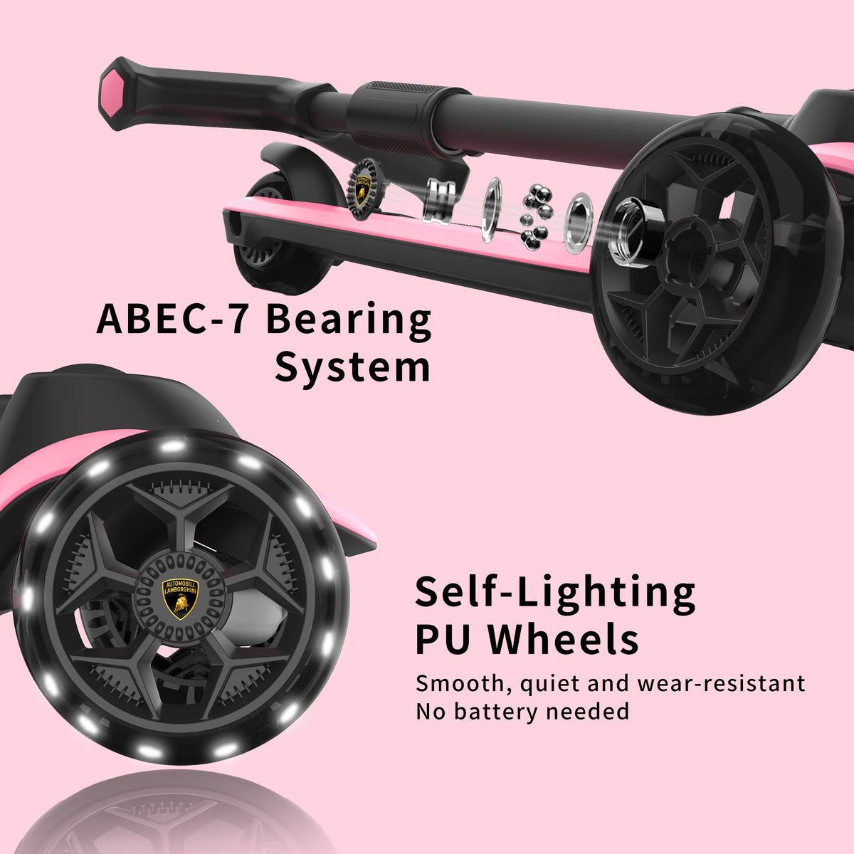 Lamborghini 3 wheel kids scooter - Pink - image 3