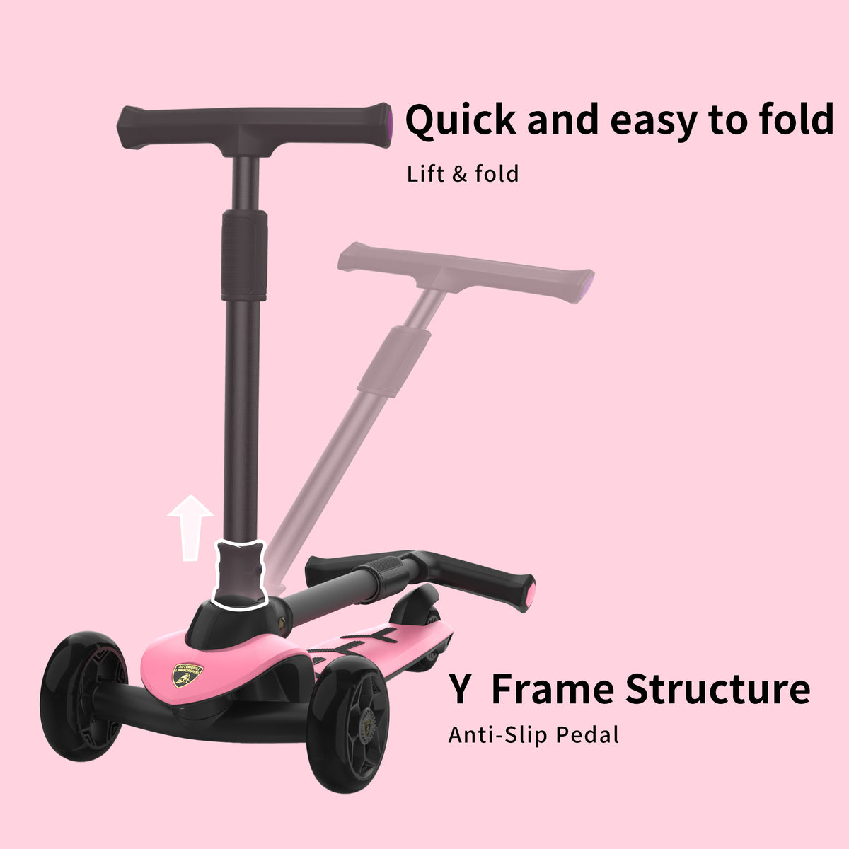 Lamborghini 3 wheel kids scooter - Pink - image 4