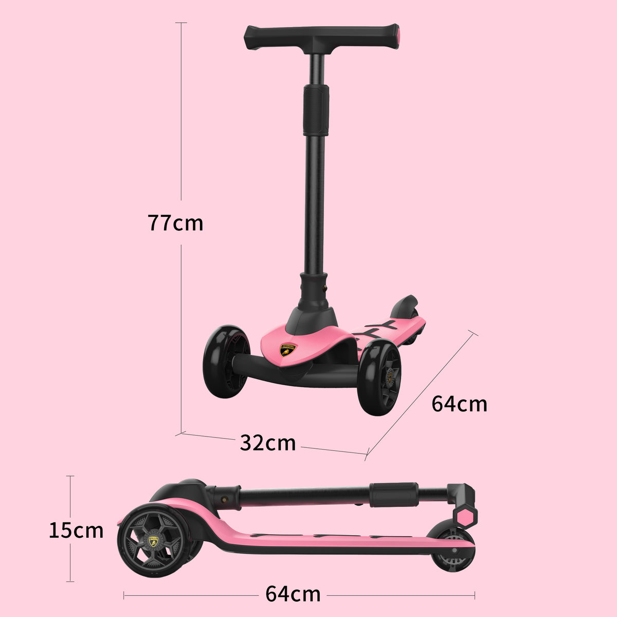 Lamborghini 3 wheel kids scooter - Pink - image 5