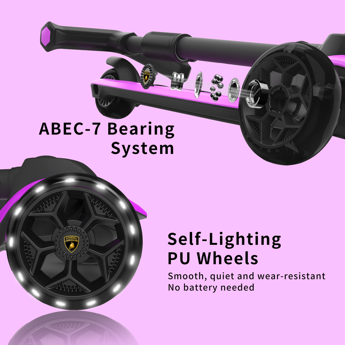 Lamborghini 3 wheel kids scooter - Purple - image 3