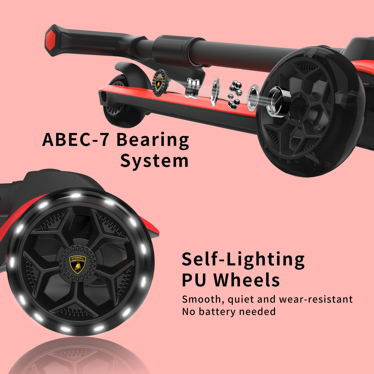 Lamborghini 3 wheel kids scooter - Red - image 3