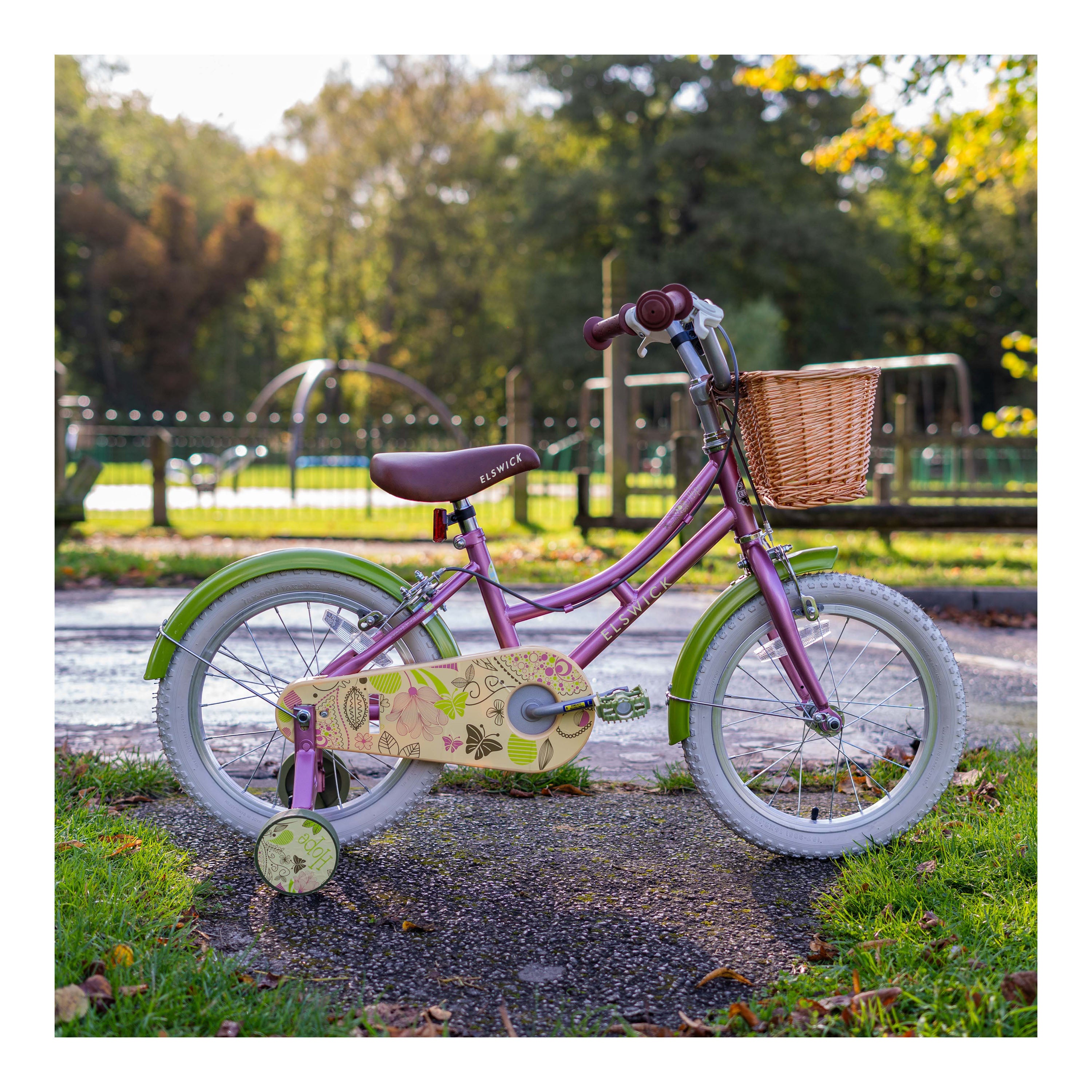 Elswick Hope 16-inch Kids Heritage Bike - Dark Pink/Green