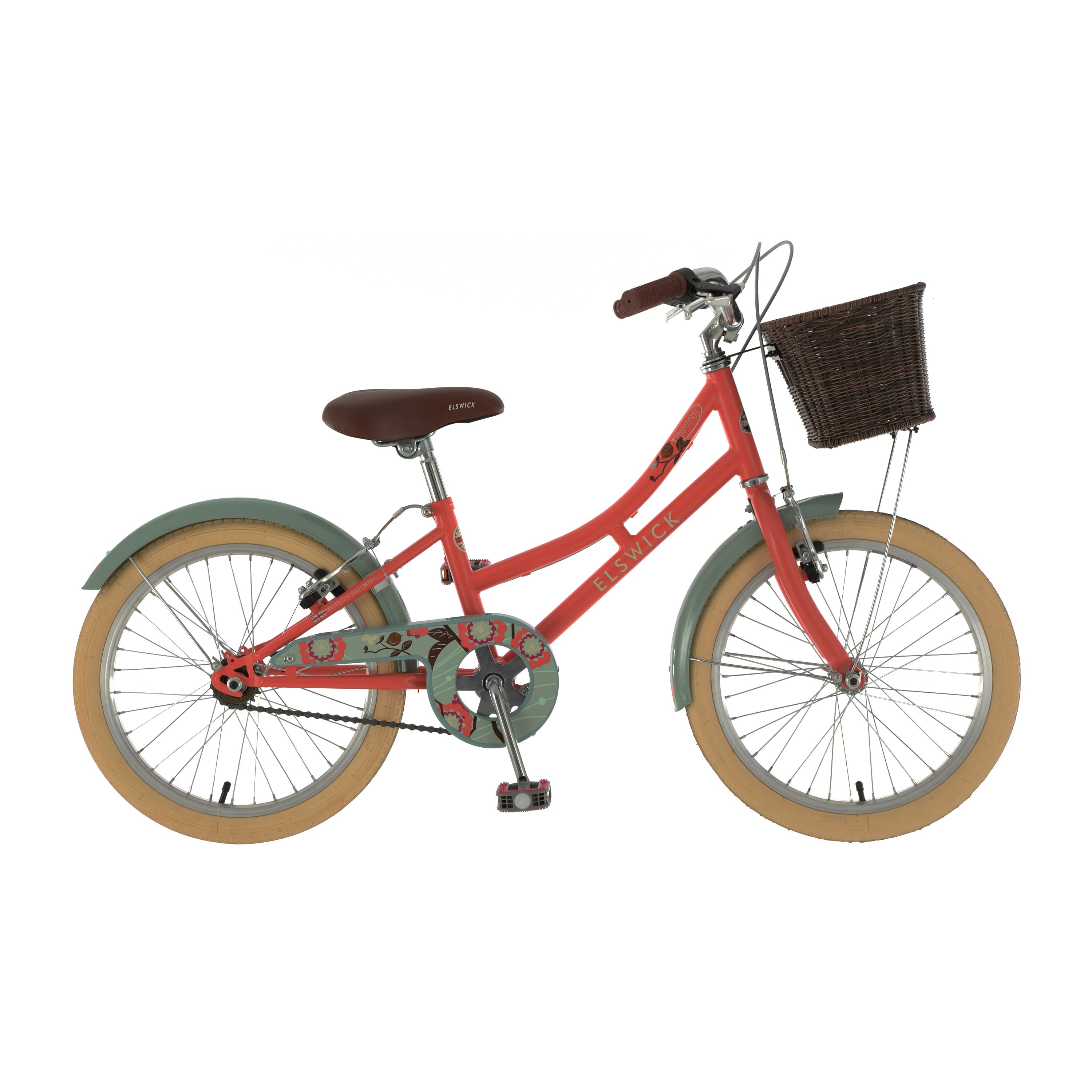 Elswick Harmony 18-inch Kids Heritage Bike - Coral/Khaki Green