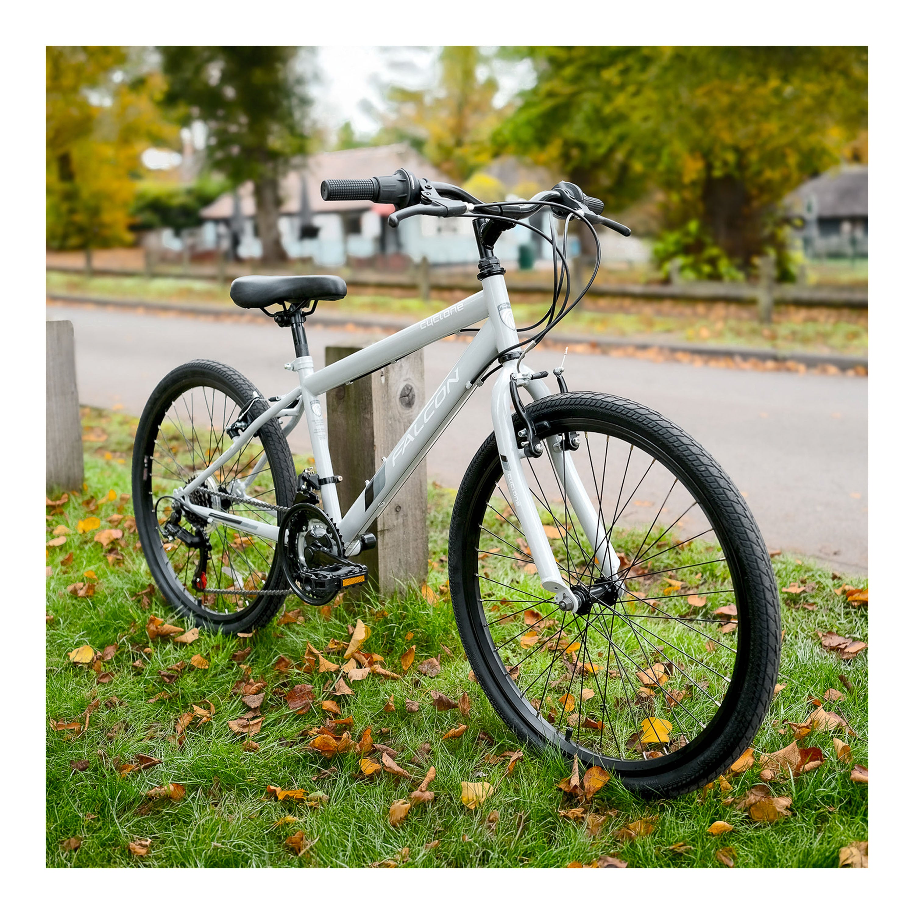 Falcon Cyclone 24-inch Kids Hybrid Bike - Light Grey