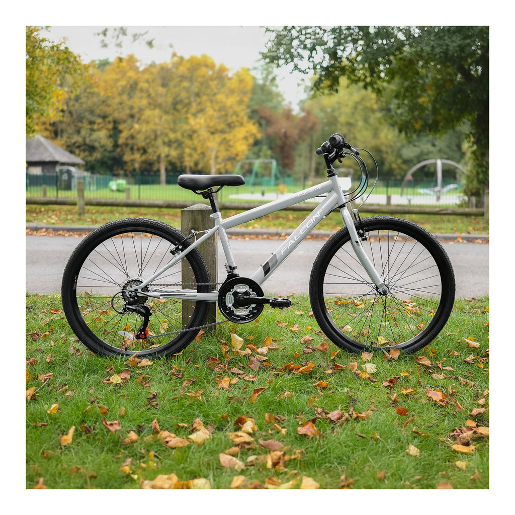 Falcon Cyclone 24-inch Kids Hybrid Bike - Light Grey