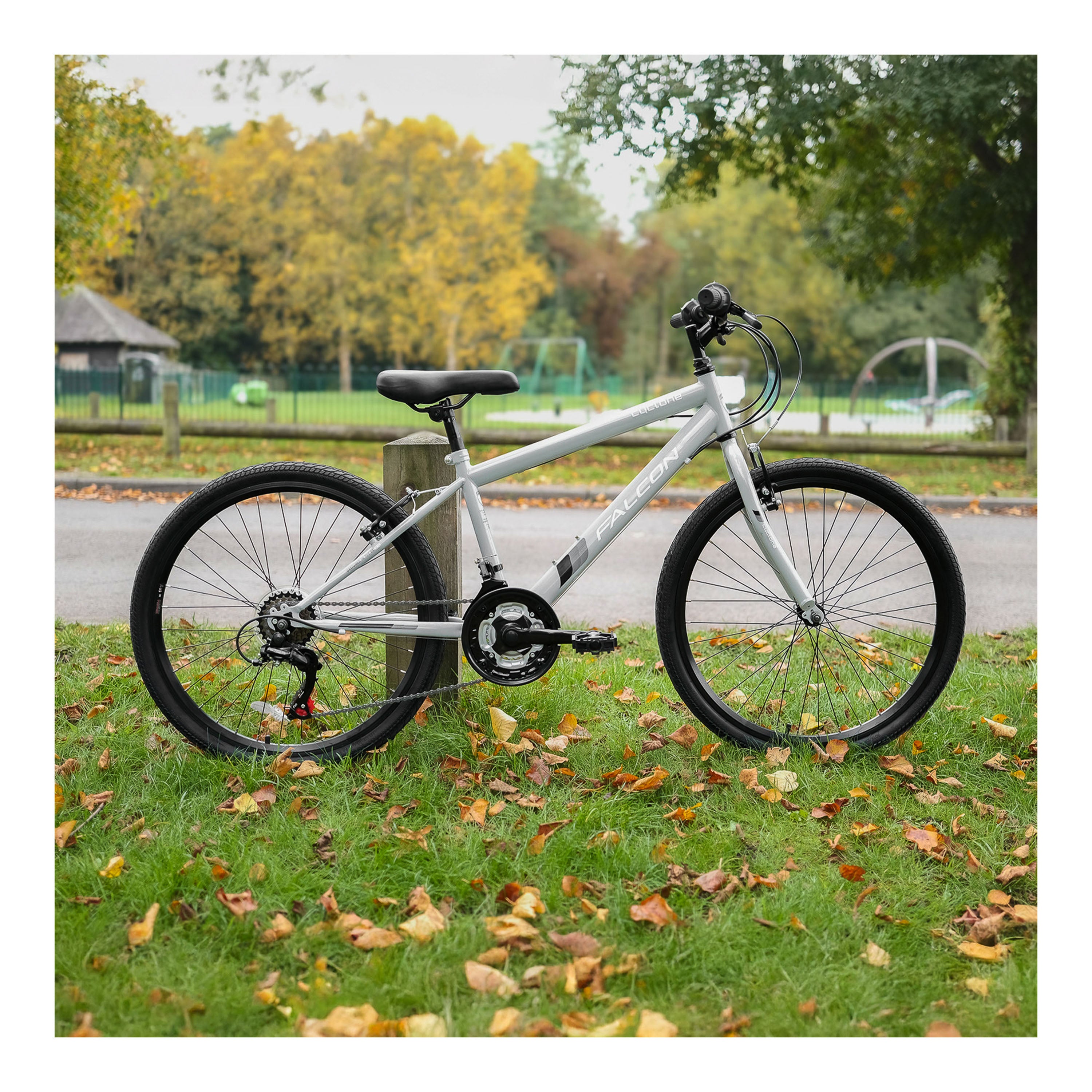 Falcon Cyclone 24-inch Kids Hybrid Bike - Light Grey
