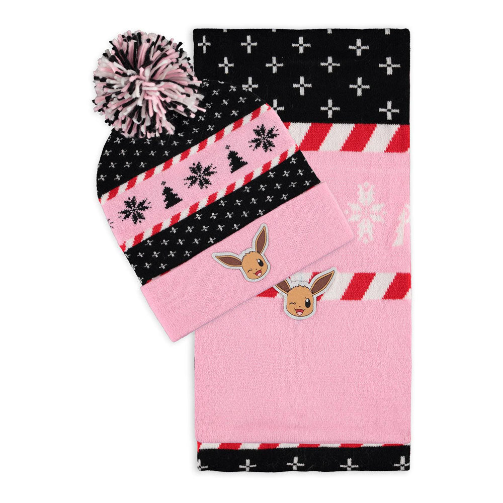Pokemon Eevee Christmas Festive Beanie & Scarf Gift Set