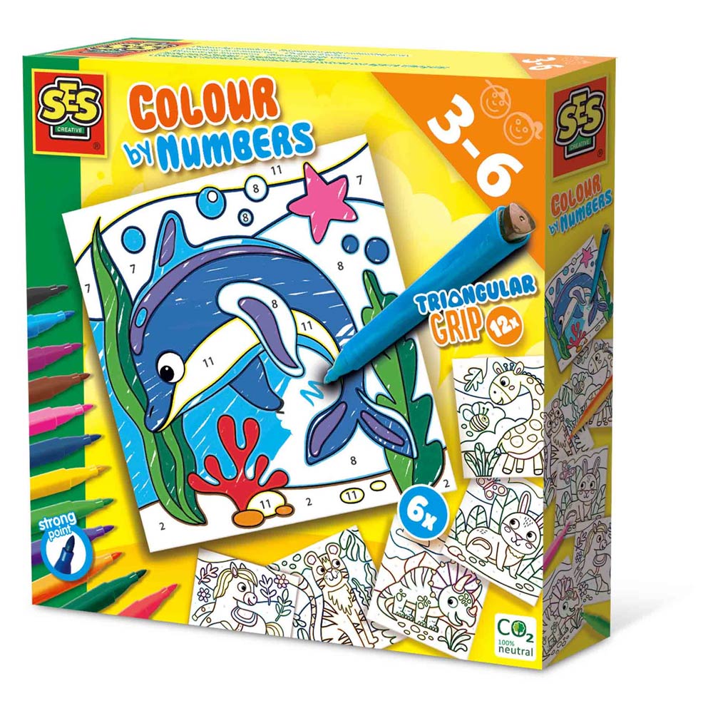 SES Creative Colour By Numbers Triangular Grip Colouring Pens