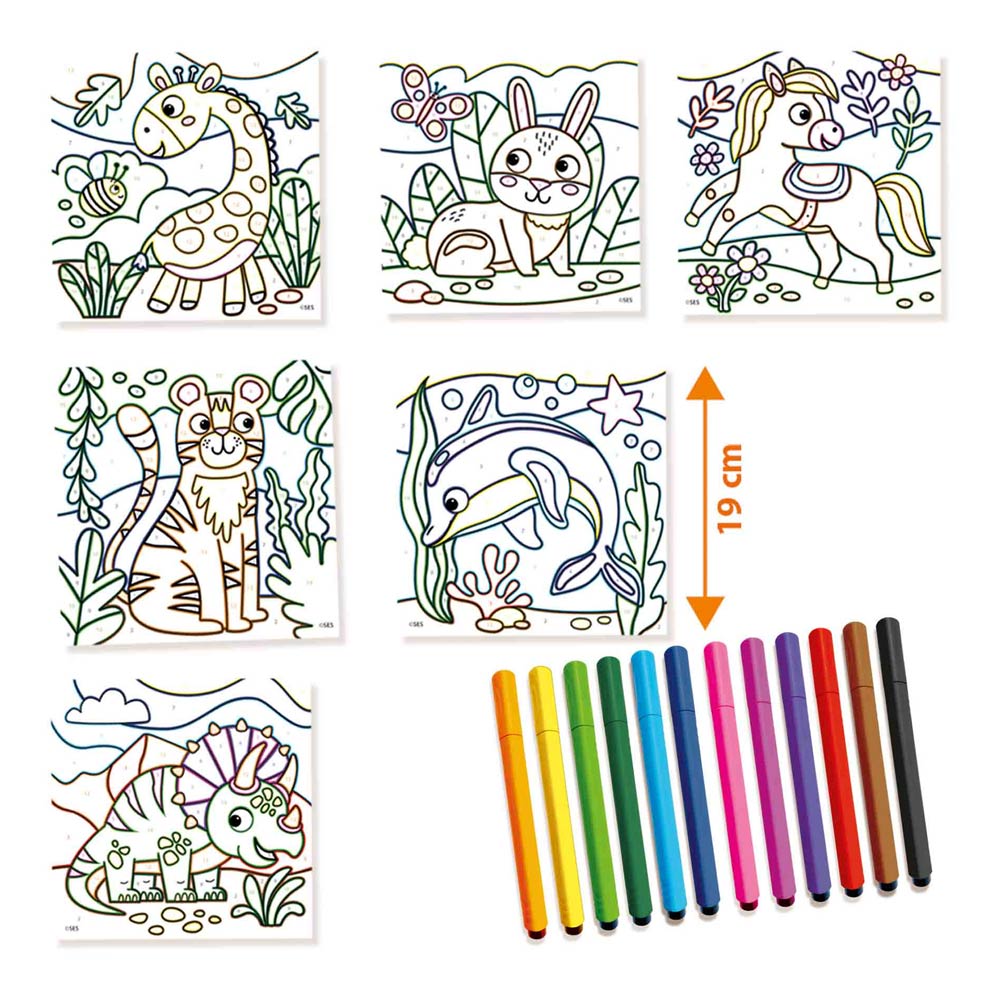 SES Creative Colour By Numbers Triangular Grip Colouring Pens
