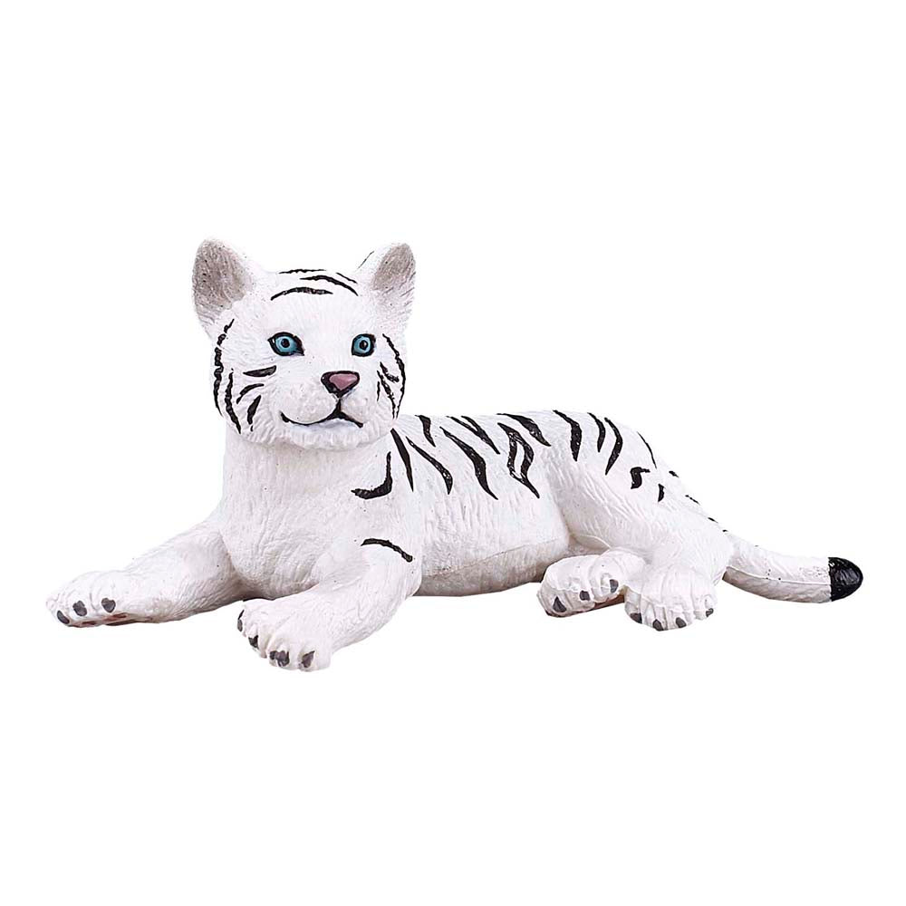 Mojo Wildlife & Woodland White Tiger Cub Lying Down Toy Figure