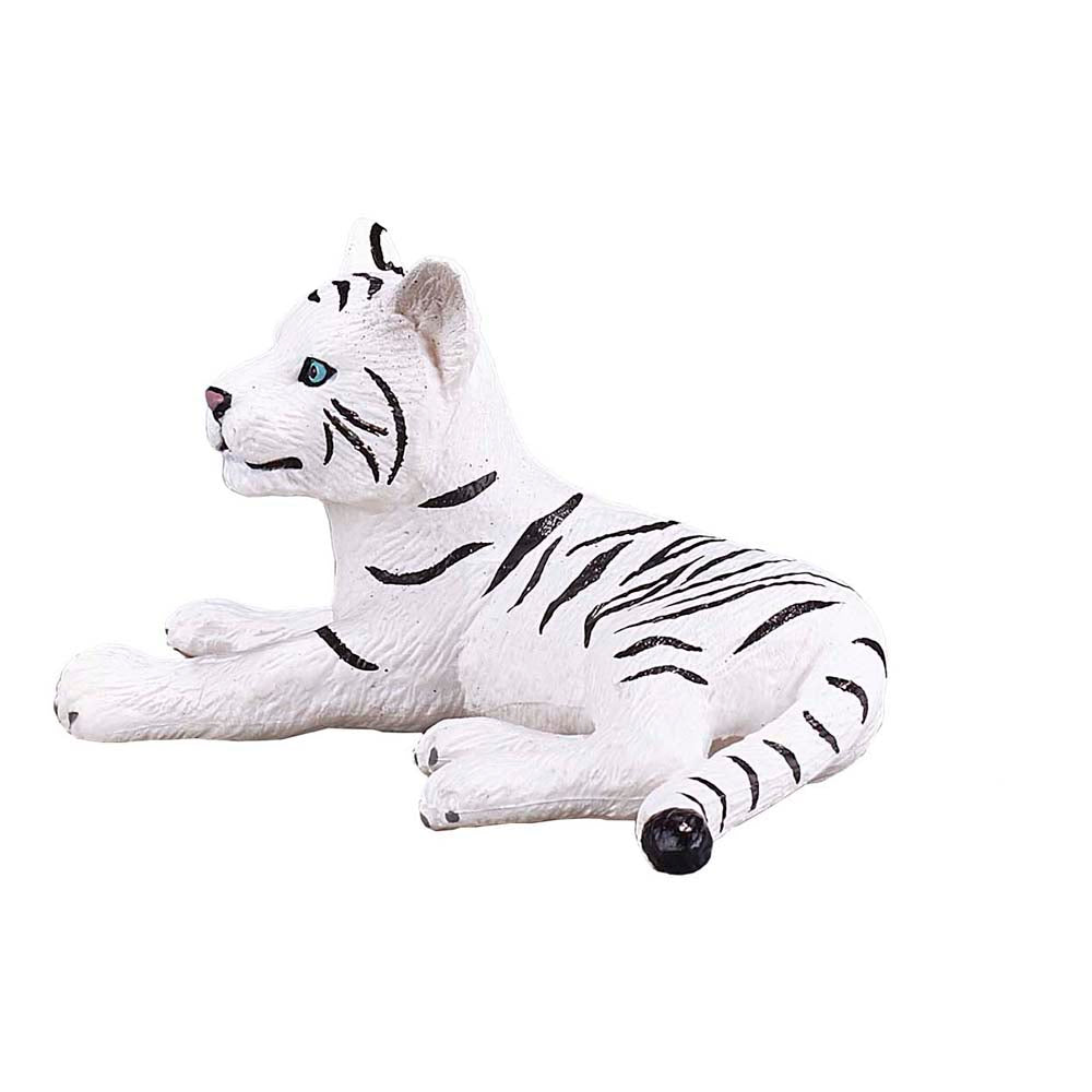 Mojo Wildlife & Woodland White Tiger Cub Lying Down Toy Figure
