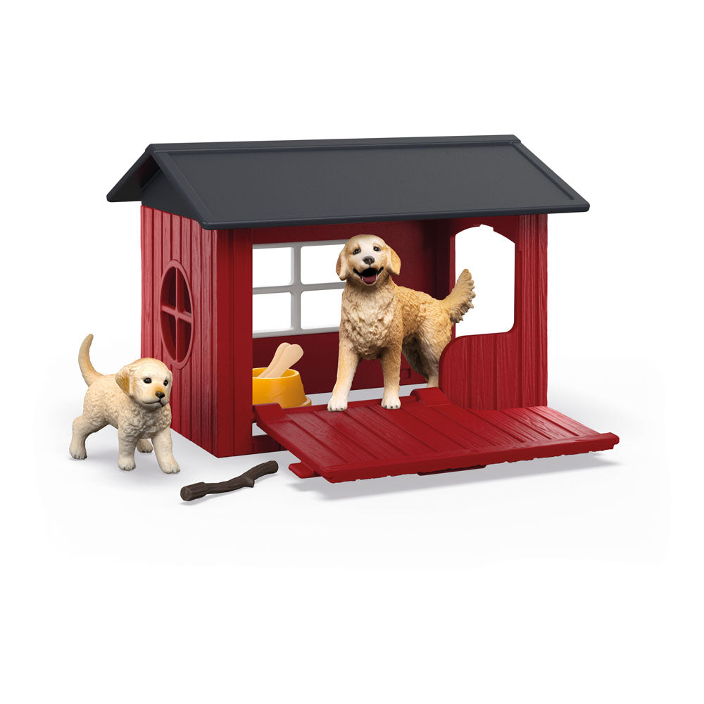Schleich Farm World Dog Kennel with Golden Retrievers Toy Playset