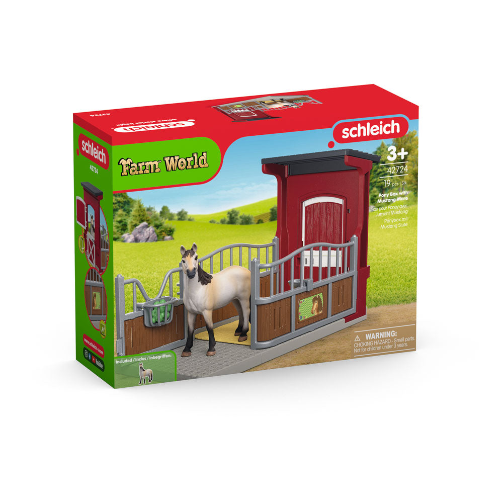Schleich Farm World Pony Box with Mustang Mare Toy Playset