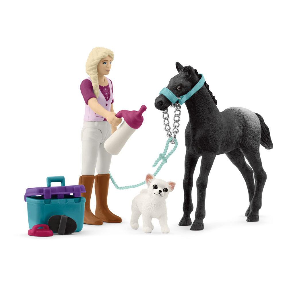 Schleich Horse Club Horse Grooming with Appaloosa Foal Toy Playset