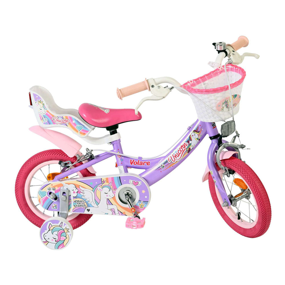 Volare Unicorn 12-Inch Children's Bike - Purple