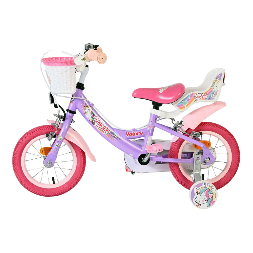 Volare Unicorn 12-Inch Children's Bike - Purple