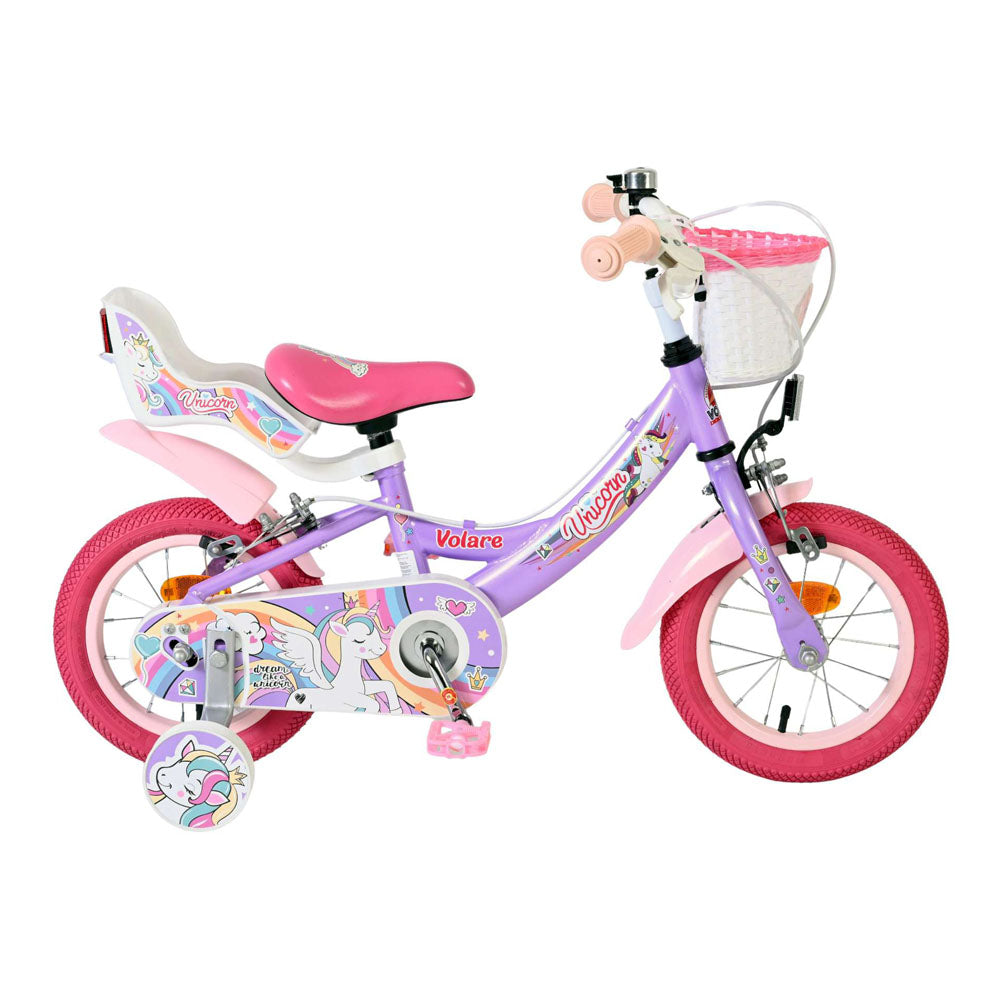 Volare Unicorn 12-Inch Children's Bike - Purple