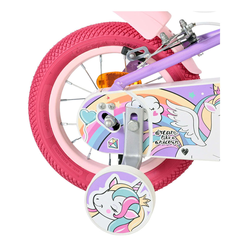 Volare Unicorn 12-Inch Children's Bike - Purple