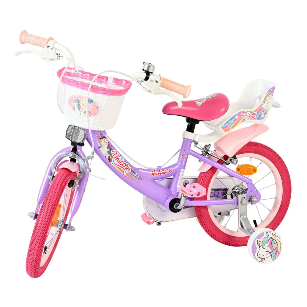 Volare Unicorn 14-Inch Children's Bike - Purple