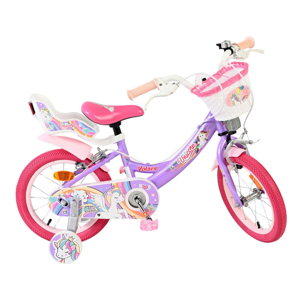 Volare Unicorn 14-Inch Children's Bike - Purple