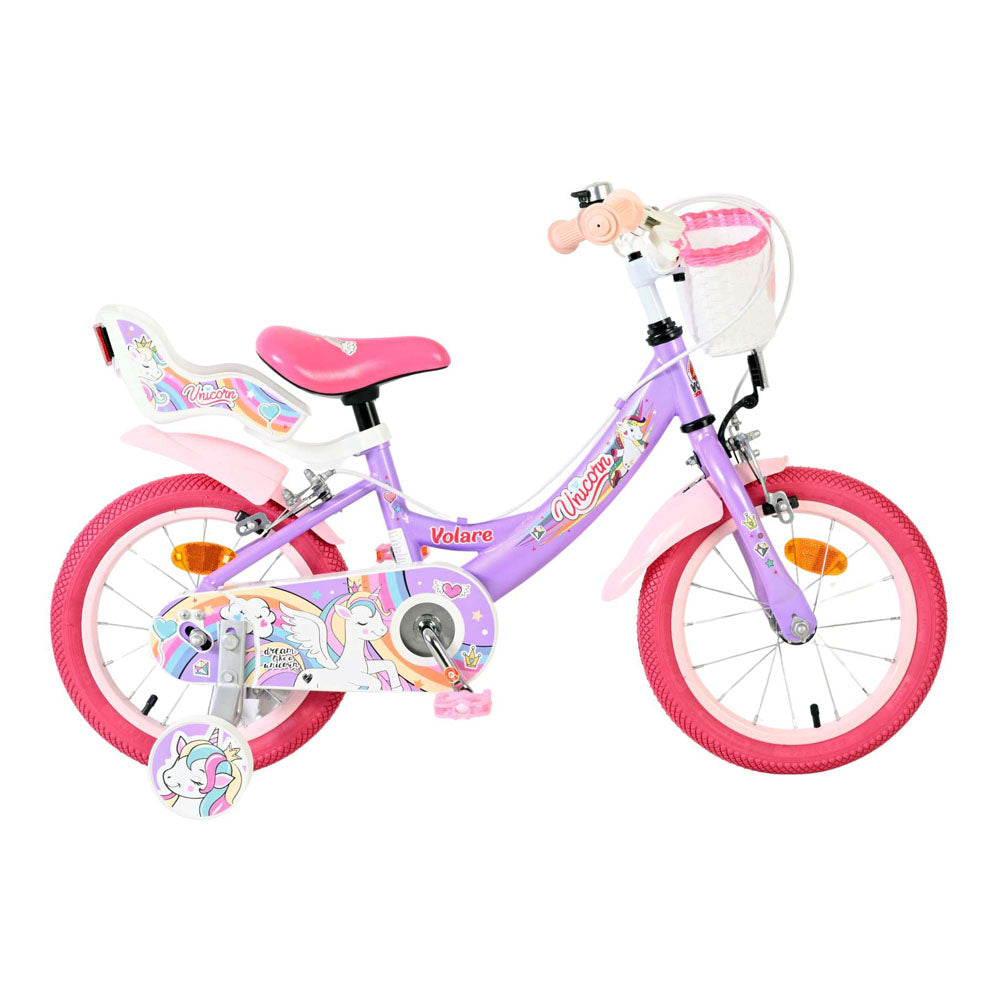 Volare Unicorn 14-Inch Children's Bike - Purple