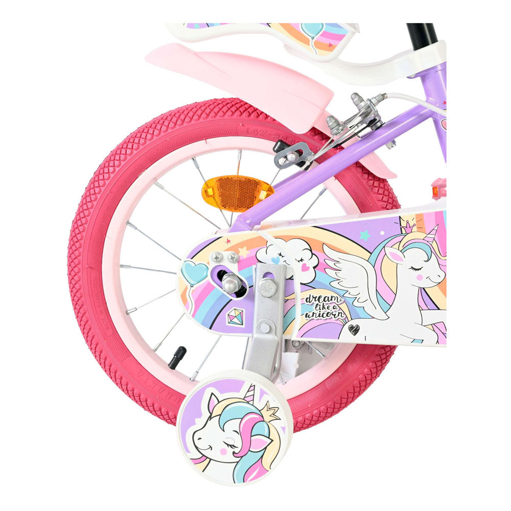 Volare Unicorn 14-Inch Children's Bike - Purple