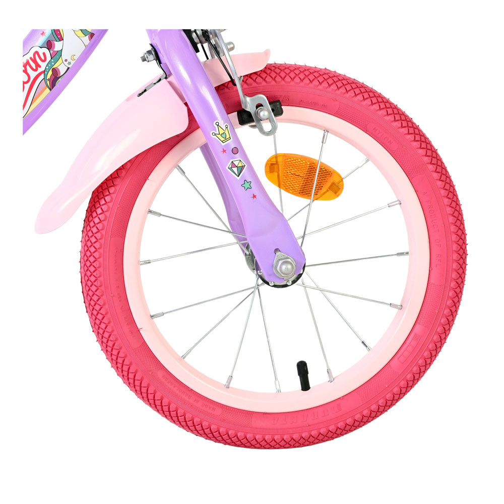 Volare Unicorn 14-Inch Children's Bike - Purple