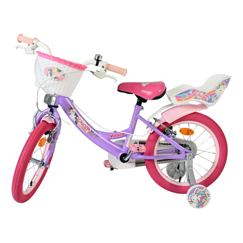 Volare Unicorn 16-Inch Children's Bike - Purple