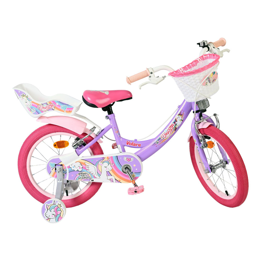 Volare Unicorn 16-Inch Children's Bike - Purple
