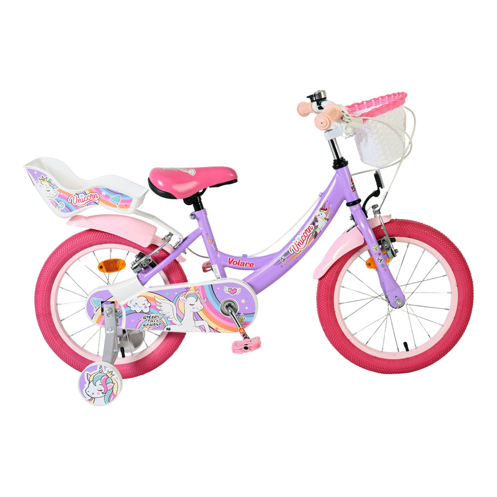 Volare Unicorn 16-Inch Children's Bike - Purple