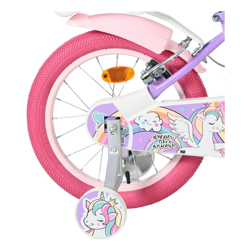 Volare Unicorn 16-Inch Children's Bike - Purple