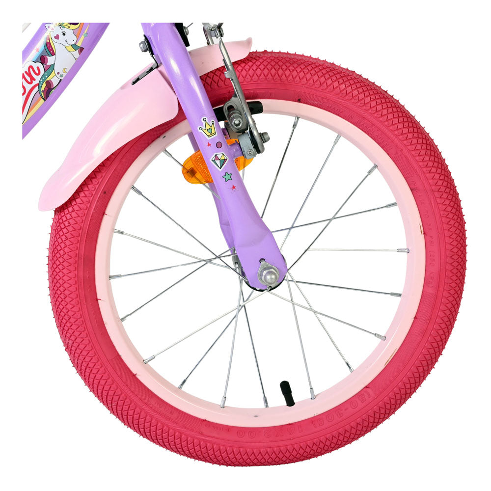 Volare Unicorn 16-Inch Children's Bike - Purple