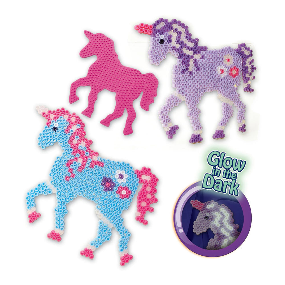 SES Creative Beedz Unicorn Fantasy Horses Glow-in-the-Dark Iron-on Beads Mosaic Set