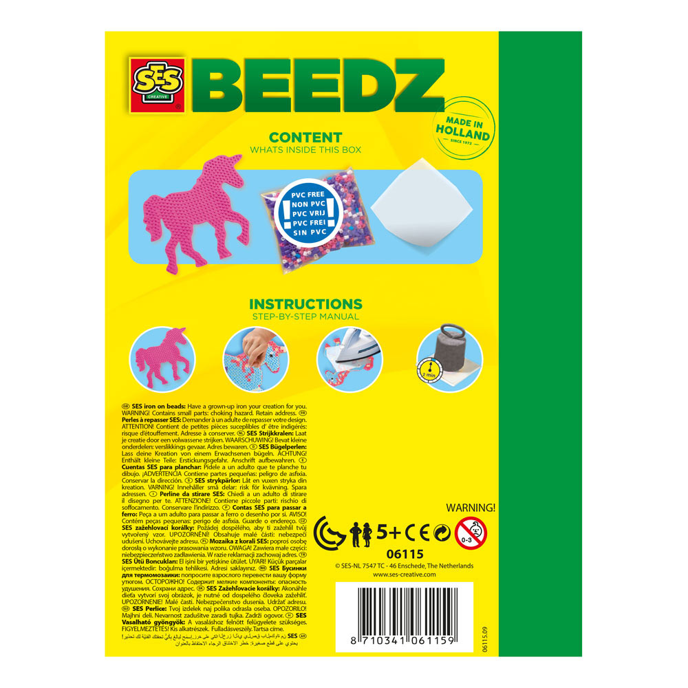 SES Creative Beedz Unicorn Fantasy Horses Glow-in-the-Dark Iron-on Beads Mosaic Set