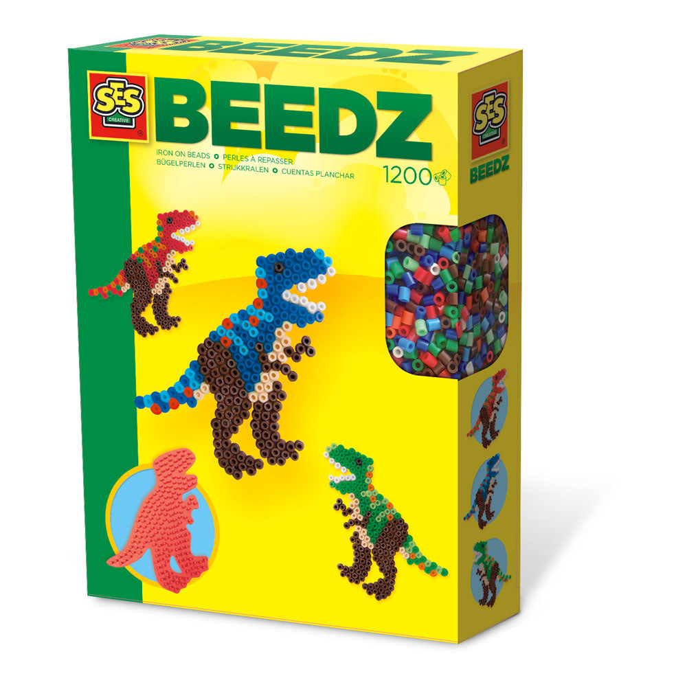 SES Creative Beedz T-Rex Iron-on Beads Mosaic Set, 1200 Iron-on Beads Mix