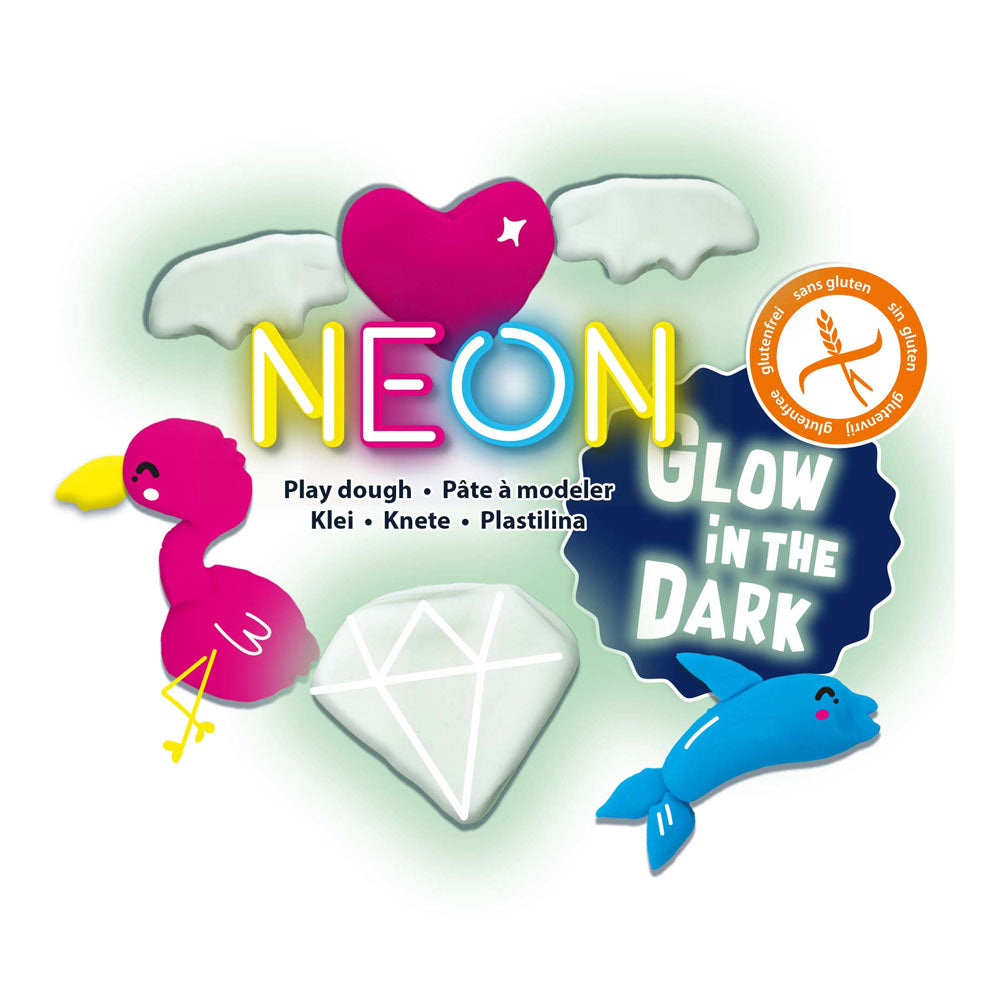 SES Creative Modelling Clay Neon and Glow-in-the Dark Set, 4 Pots