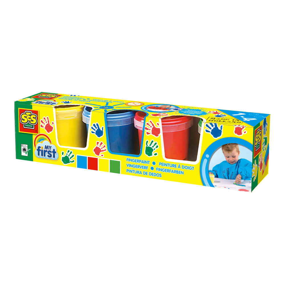 SES Creative My First Washable Fingerpaint Set, 4 Paint Pots (145ml)