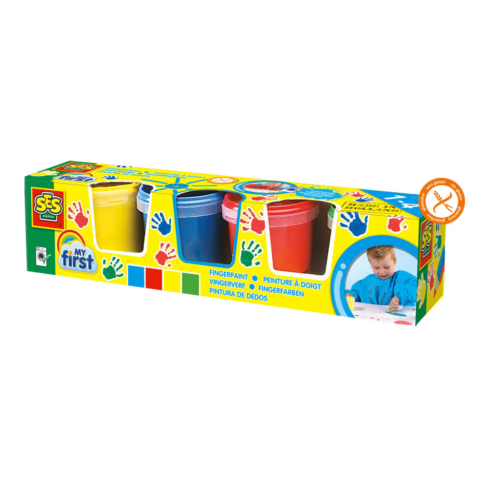 SES Creative My First Washable Fingerpaint Set, 4 Paint Pots (145ml)