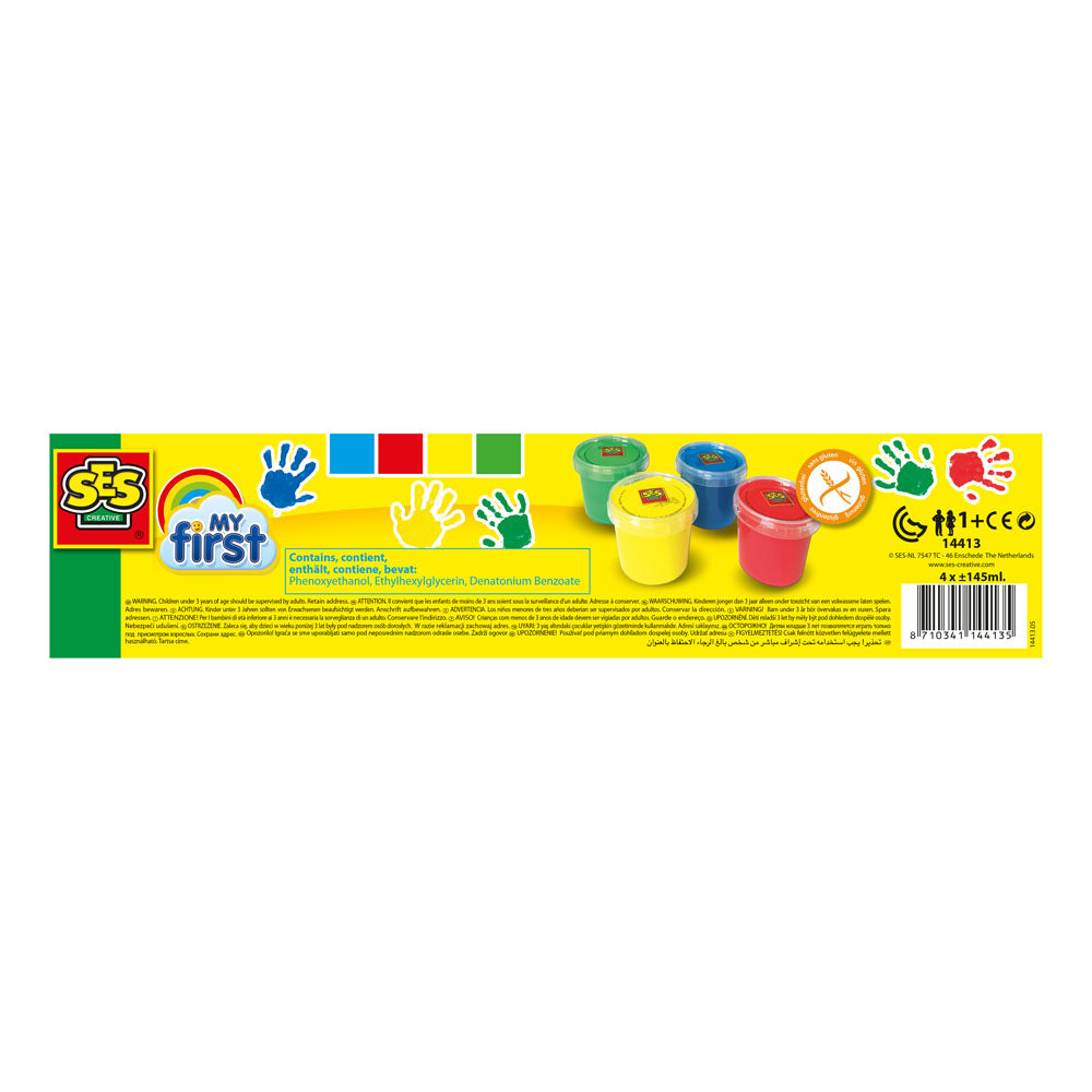 SES Creative My First Washable Fingerpaint Set, 4 Paint Pots (145ml)