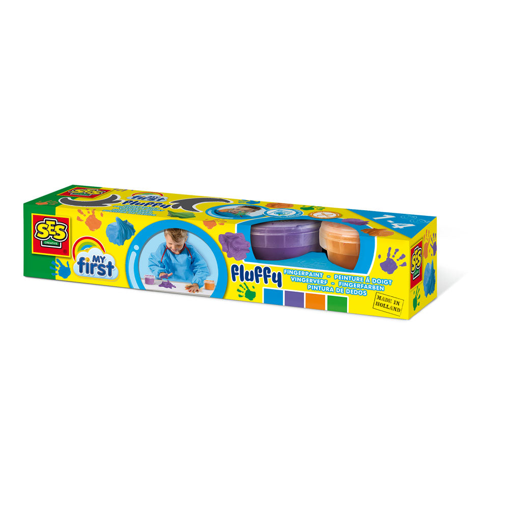 SES Creative My First Fluffy Washable Fingerpaint Set, 4 Paint Pots (110ml)
