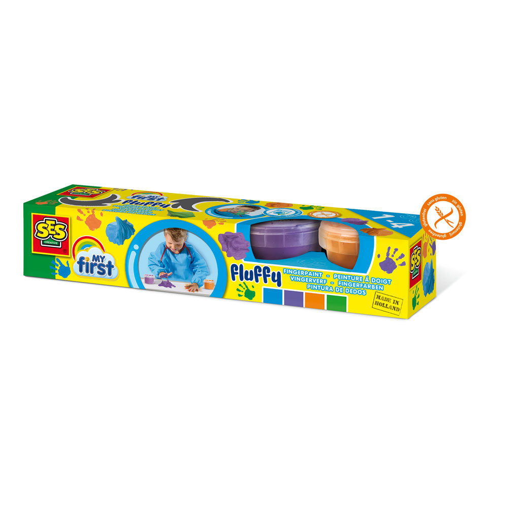 SES Creative My First Fluffy Washable Fingerpaint Set, 4 Paint Pots (110ml)