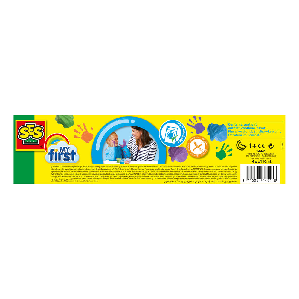 SES Creative My First Fluffy Washable Fingerpaint Set, 4 Paint Pots (110ml)
