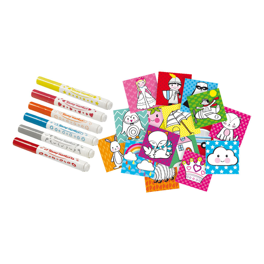 SES Creative Stamping with Markers Kit, 6 Markers