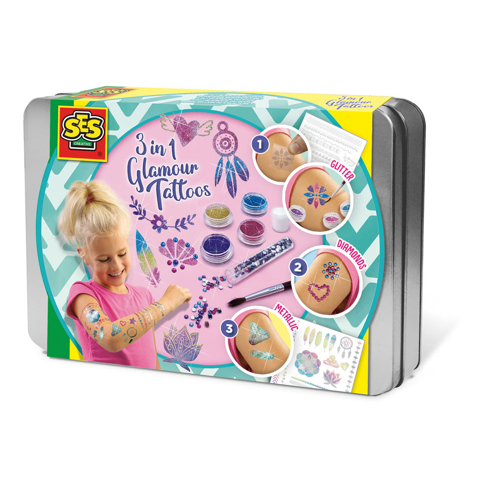 SES Creative 3-in-1 Glamour Temporary Tattoos Set