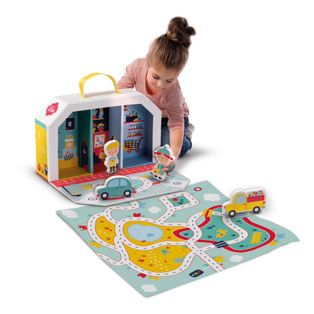 SES Creative Petits Pretenders Shopping District Play Suitcase and Play Mat
