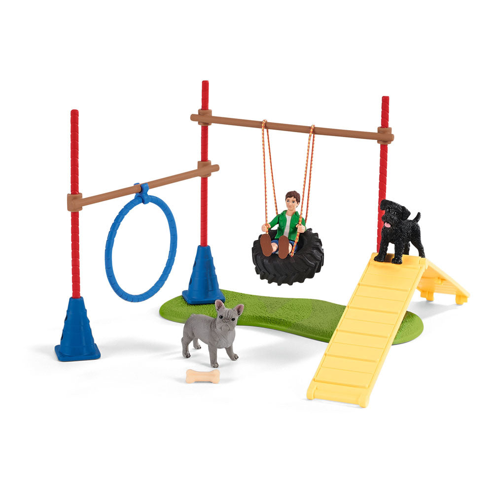 Schleich Farm World Puppy Agility Training Toy Figure Set
